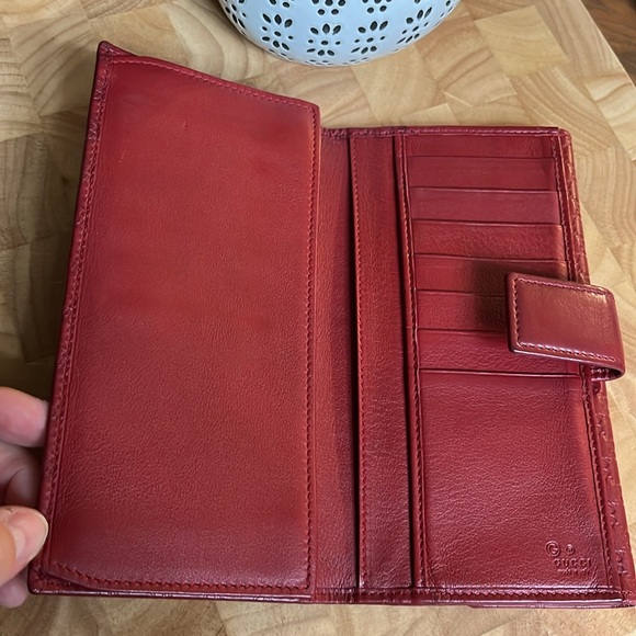 EUC Gucci Micro Guccissima Red Long Wallet - Picture 6 of 9